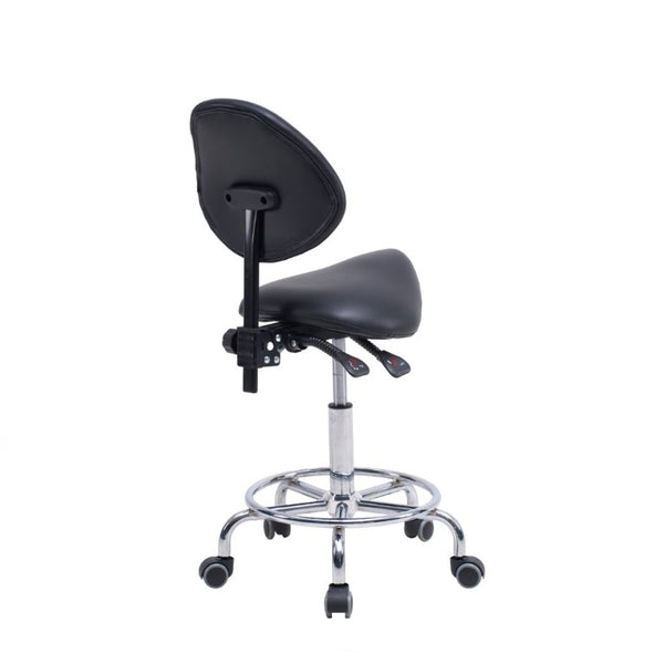 English Elm Saddle Stool Ergonomic Swivel Seat Hydraulic Lift Backrest Footrest for Clinical Use Black W5797P481958