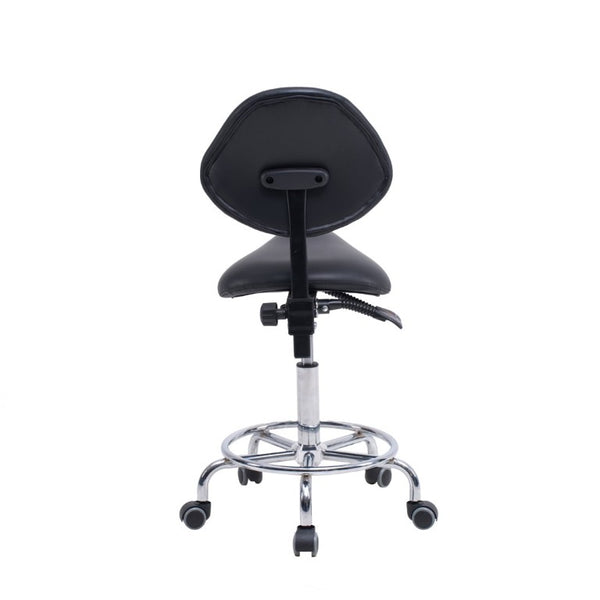 English Elm Saddle Stool Ergonomic Swivel Seat Hydraulic Lift Backrest Footrest for Clinical Use Black W5797P481958