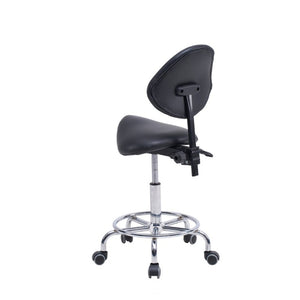 English Elm Saddle Stool Ergonomic Swivel Seat Hydraulic Lift Backrest Footrest for Clinical Use Black W5797P481958