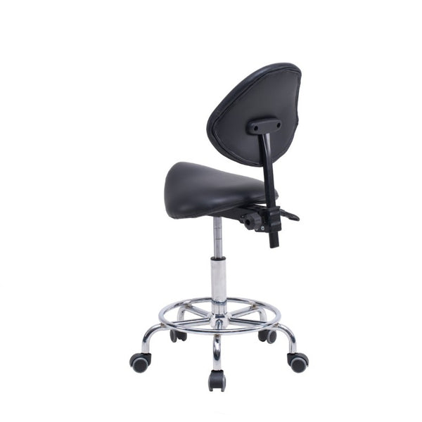English Elm Saddle Stool Ergonomic Swivel Seat Hydraulic Lift Backrest Footrest for Clinical Use Black W5797P481958