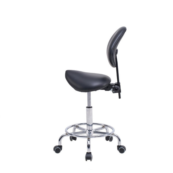 English Elm Saddle Stool Ergonomic Swivel Seat Hydraulic Lift Backrest Footrest for Clinical Use Black W5797P481958