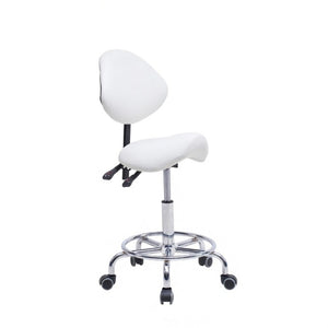 English Elm Saddle Stool Ergonomic Swivel Seat Hydraulic Lift Backrest Footrest for Clinical Use White W5797P481959
