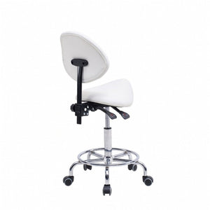 English Elm Saddle Stool Ergonomic Swivel Seat Hydraulic Lift Backrest Footrest for Clinical Use White W5797P481959