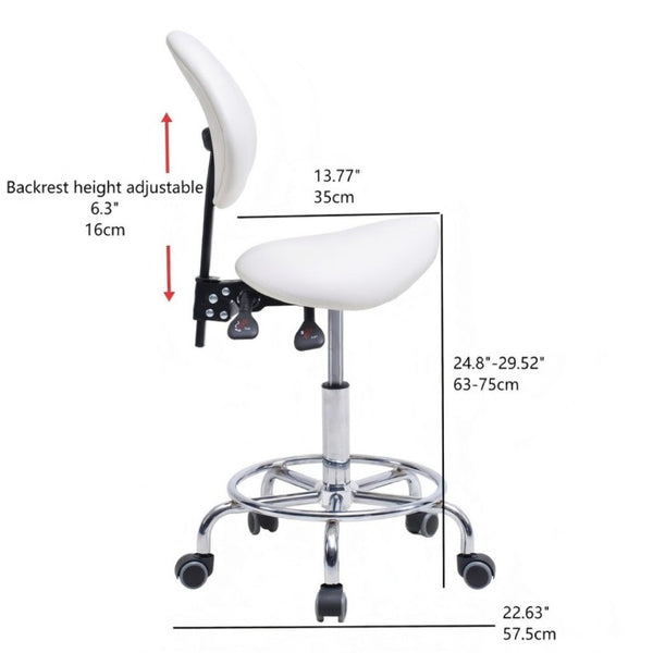 English Elm Saddle Stool Ergonomic Swivel Seat Hydraulic Lift Backrest Footrest for Clinical Use White W5797P481959