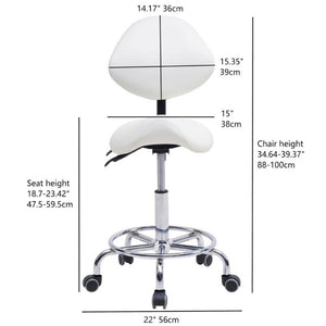 English Elm Saddle Stool Ergonomic Swivel Seat Hydraulic Lift Backrest Footrest for Clinical Use White W5797P481959