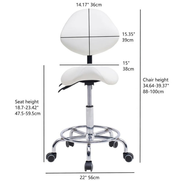 English Elm Saddle Stool Ergonomic Swivel Seat Hydraulic Lift Backrest Footrest for Clinical Use White W5797P481959