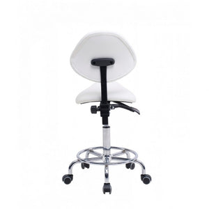 English Elm Saddle Stool Ergonomic Swivel Seat Hydraulic Lift Backrest Footrest for Clinical Use White W5797P481959