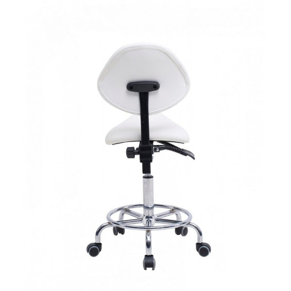 English Elm Saddle Stool Ergonomic Swivel Seat Hydraulic Lift Backrest Footrest for Clinical Use White W5797P481959