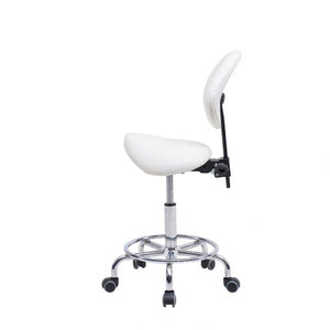 English Elm Saddle Stool Ergonomic Swivel Seat Hydraulic Lift Backrest Footrest for Clinical Use White W5797P481959