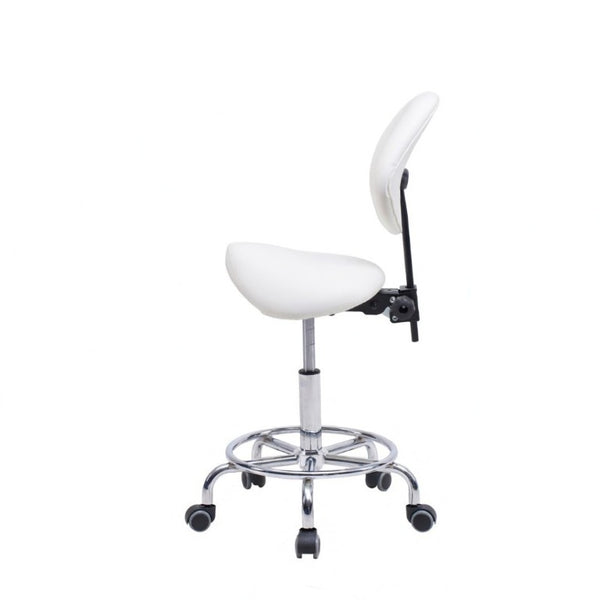 English Elm Saddle Stool Ergonomic Swivel Seat Hydraulic Lift Backrest Footrest for Clinical Use White W5797P481959