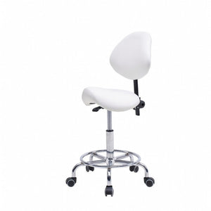 English Elm Saddle Stool Ergonomic Swivel Seat Hydraulic Lift Backrest Footrest for Clinical Use White W5797P481959