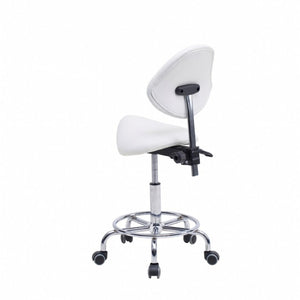 English Elm Saddle Stool Ergonomic Swivel Seat Hydraulic Lift Backrest Footrest for Clinical Use White W5797P481959