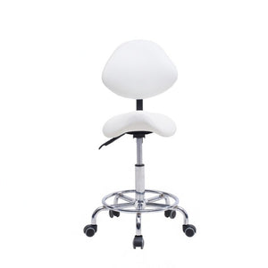 English Elm Saddle Stool Ergonomic Swivel Seat Hydraulic Lift Backrest Footrest for Clinical Use White W5797P481959