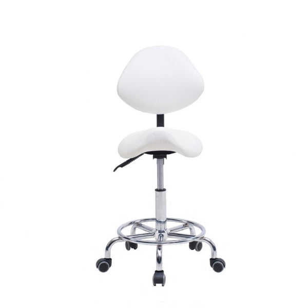 English Elm Saddle Stool Ergonomic Swivel Seat Hydraulic Lift Backrest Footrest for Clinical Use White W5797P481959