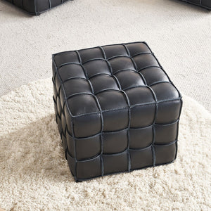 English Elm 17.32''w Genuine Leather Tufted Ottoman Firm Foam Footstool for Living Bedroom W579P227862