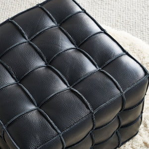 English Elm 17.32''w Genuine Leather Tufted Ottoman Firm Foam Footstool for Living Bedroom W579P227862