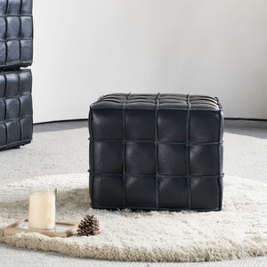 English Elm 17.32''w Genuine Leather Tufted Ottoman Firm Foam Footstool for Living Bedroom W579P227862