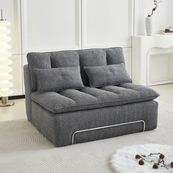 English Elm 52.36 Inch Modular Linen Cloud Loveseat with Steel Base for Modern Living Rooms Dark Grey W579P537787