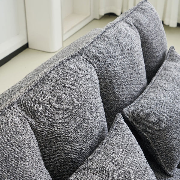 English Elm 52.36 Inch Modular Linen Cloud Loveseat with Steel Base for Modern Living Rooms Dark Grey W579P537787
