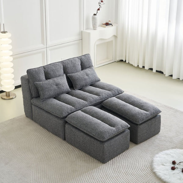 English Elm 52.36 Inch Modular Linen Cloud Loveseat with Steel Base for Modern Living Rooms Dark Grey W579P537787
