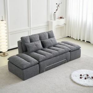 English Elm 52.36 Inch Modular Linen Cloud Loveseat with Steel Base for Modern Living Rooms Dark Grey W579P537787