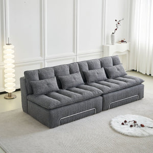 English Elm 52.36 Inch Modular Linen Cloud Loveseat with Steel Base for Modern Living Rooms Dark Grey W579P537787