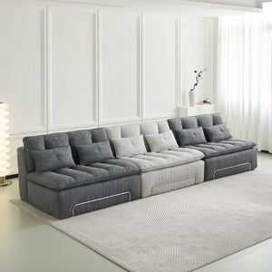 English Elm 52.36 Inch Modular Linen Cloud Loveseat with Steel Base for Modern Living Rooms Dark Grey W579P537787