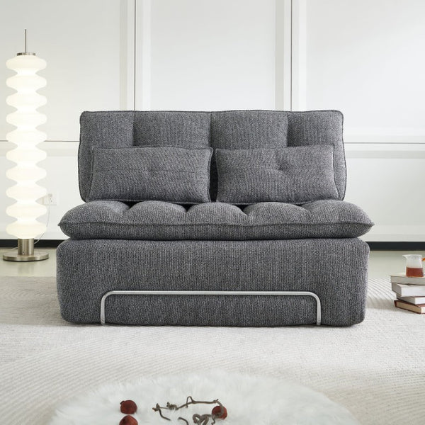 English Elm 52.36 Inch Modular Linen Cloud Loveseat with Steel Base for Modern Living Rooms Dark Grey W579P537787