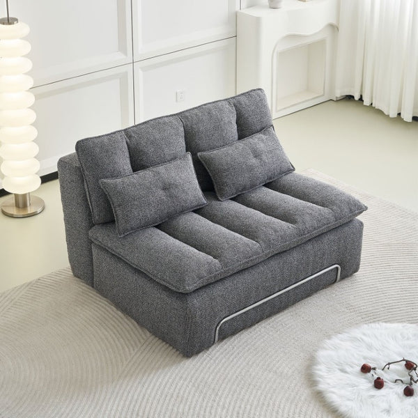 English Elm 52.36 Inch Modular Linen Cloud Loveseat with Steel Base for Modern Living Rooms Dark Grey W579P537787