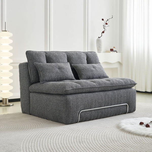 English Elm 52.36 Inch Modular Linen Cloud Loveseat with Steel Base for Modern Living Rooms Dark Grey W579P537787