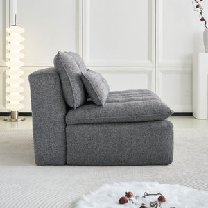 English Elm 52.36 Inch Modular Linen Cloud Loveseat with Steel Base for Modern Living Rooms Dark Grey W579P537787