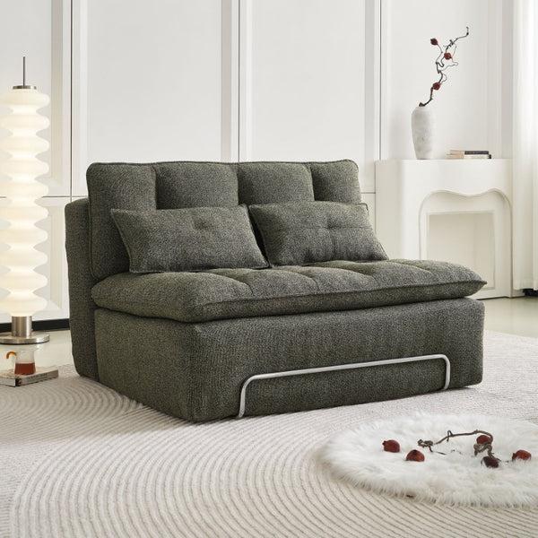 English Elm 52.36 Inch Modular Linen Cloud Loveseat with Steel Base for Modern Living Rooms Green W579P537789