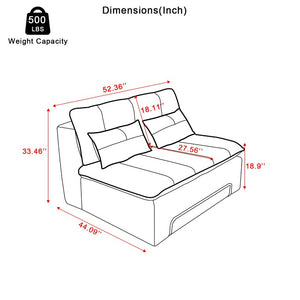 English Elm 52.36 Inch Modular Linen Cloud Loveseat with Steel Base for Modern Living Rooms Green W579P537789