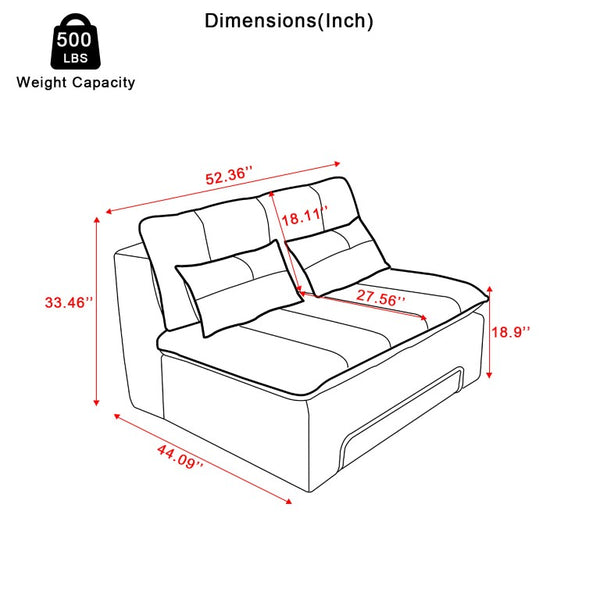 English Elm 52.36 Inch Modular Linen Cloud Loveseat with Steel Base for Modern Living Rooms Green W579P537789