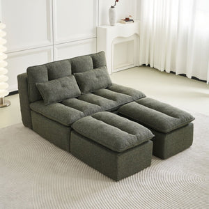 English Elm 52.36 Inch Modular Linen Cloud Loveseat with Steel Base for Modern Living Rooms Green W579P537789