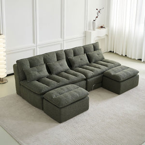 English Elm 52.36 Inch Modular Linen Cloud Loveseat with Steel Base for Modern Living Rooms Green W579P537789