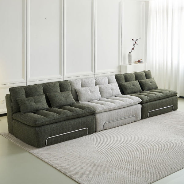English Elm 52.36 Inch Modular Linen Cloud Loveseat with Steel Base for Modern Living Rooms Green W579P537789