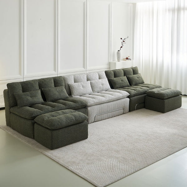 English Elm 52.36 Inch Modular Linen Cloud Loveseat with Steel Base for Modern Living Rooms Green W579P537789