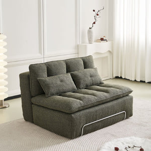English Elm 52.36 Inch Modular Linen Cloud Loveseat with Steel Base for Modern Living Rooms Green W579P537789