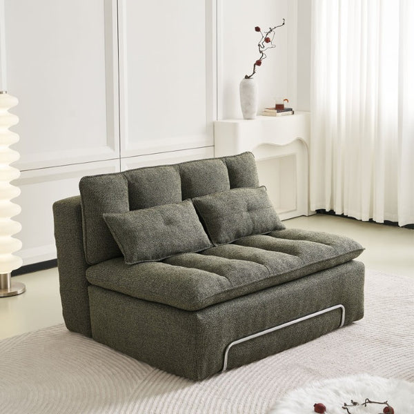 English Elm 52.36 Inch Modular Linen Cloud Loveseat with Steel Base for Modern Living Rooms Green W579P537789