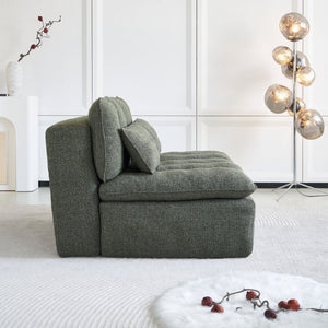 English Elm 52.36 Inch Modular Linen Cloud Loveseat with Steel Base for Modern Living Rooms Green W579P537789