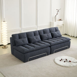 English Elm 52.36 Inch Modular Linen Cloud Loveseat with Steel Base for Modern Living Rooms Blue W579P537791