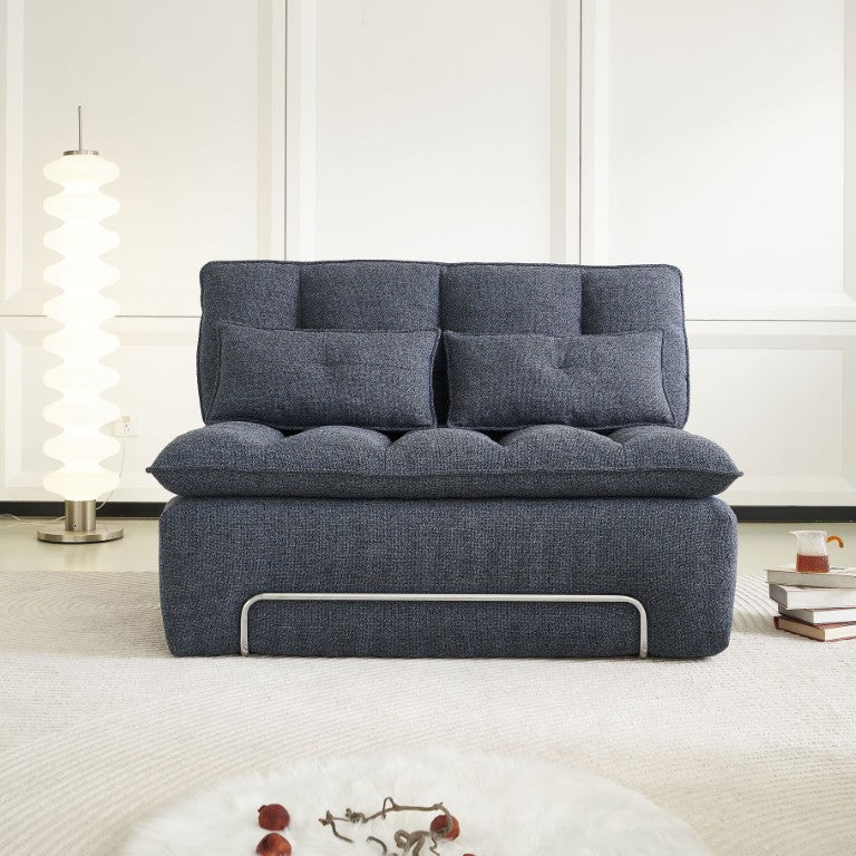 English Elm 52.36 Inch Modular Linen Cloud Loveseat with Steel Base for Modern Living Rooms Blue W579P537791