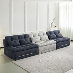 English Elm 52.36 Inch Modular Linen Cloud Loveseat with Steel Base for Modern Living Rooms Blue W579P537791