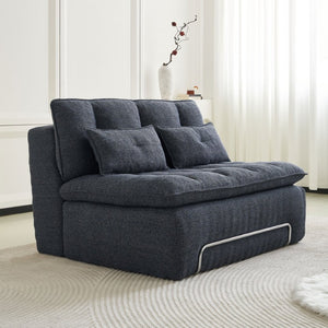 English Elm 52.36 Inch Modular Linen Cloud Loveseat with Steel Base for Modern Living Rooms Blue W579P537791