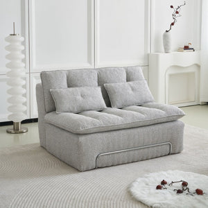 English Elm 52.36 Inch Modular Linen Cloud Loveseat with Steel Base for Modern Living Rooms Light Grey W579P537793