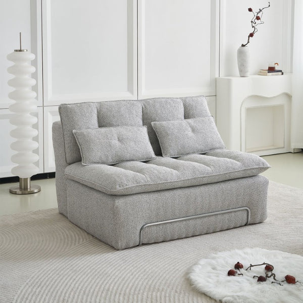 English Elm 52.36 Inch Modular Linen Cloud Loveseat with Steel Base for Modern Living Rooms Light Grey W579P537793