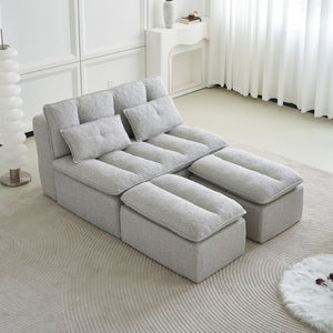 English Elm 52.36 Inch Modular Linen Cloud Loveseat with Steel Base for Modern Living Rooms Light Grey W579P537793