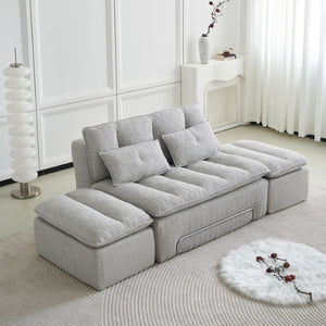 English Elm 52.36 Inch Modular Linen Cloud Loveseat with Steel Base for Modern Living Rooms Light Grey W579P537793