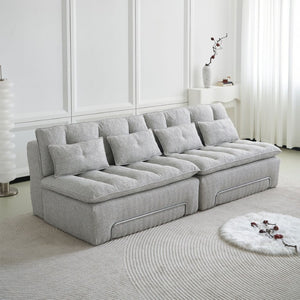 English Elm 52.36 Inch Modular Linen Cloud Loveseat with Steel Base for Modern Living Rooms Light Grey W579P537793